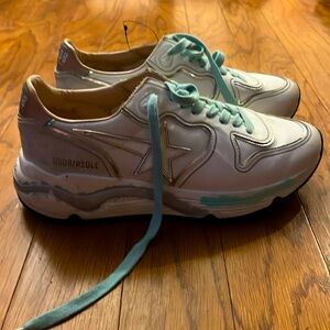 Golden Goose White and Silver Athletic Shoes